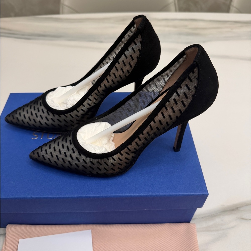Stuart Weitzman Black Mesh Heels